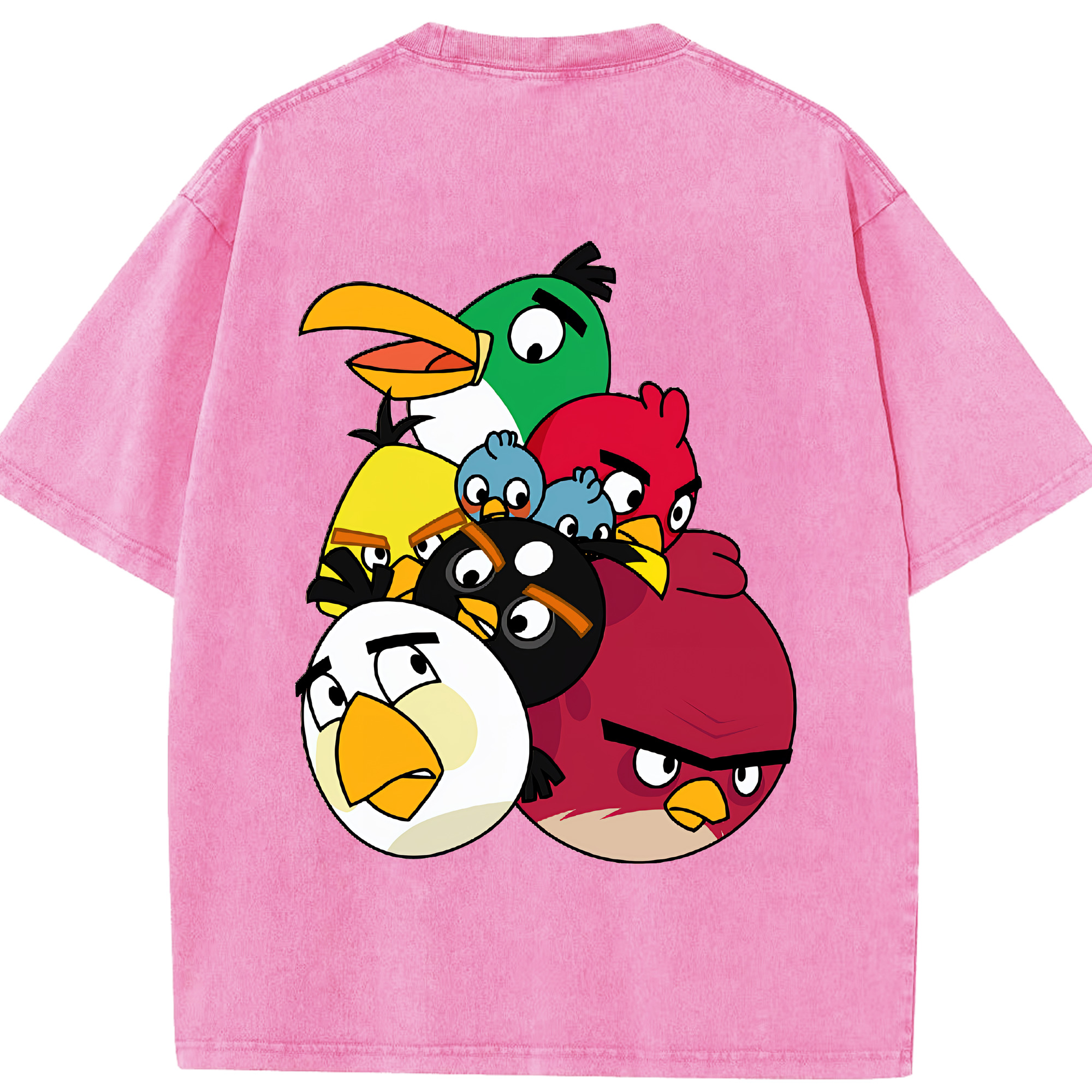 （画像用） Angry Birds アングリーバード 綿100% ヴィンテージ風 半袖Tシャツ（背面プリント）
